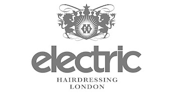 Electric Hairdressing London logo with an ornate crest above the brand name 'electric' and the text 'HAIRDRESSING LONDON'.